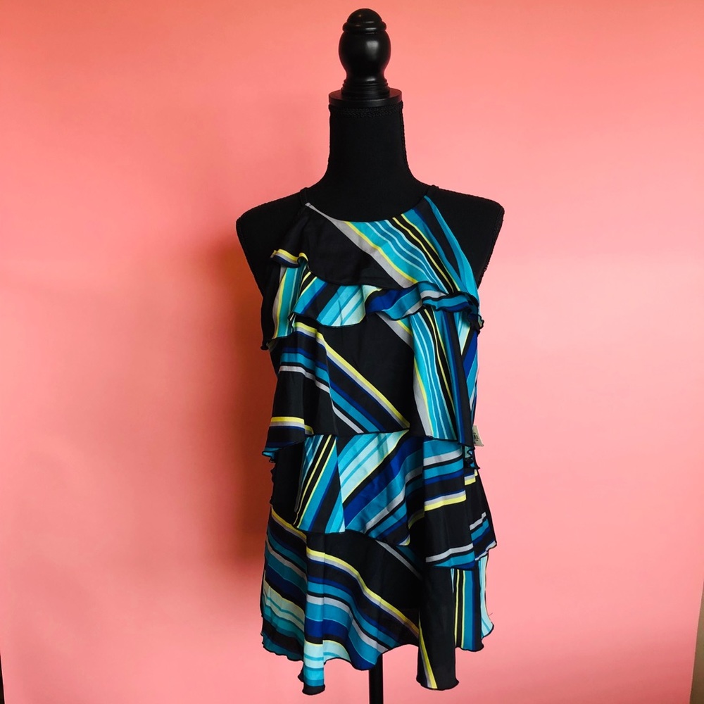WORTHINGTON MULTICOLORED TIERED BLOUSE NWT